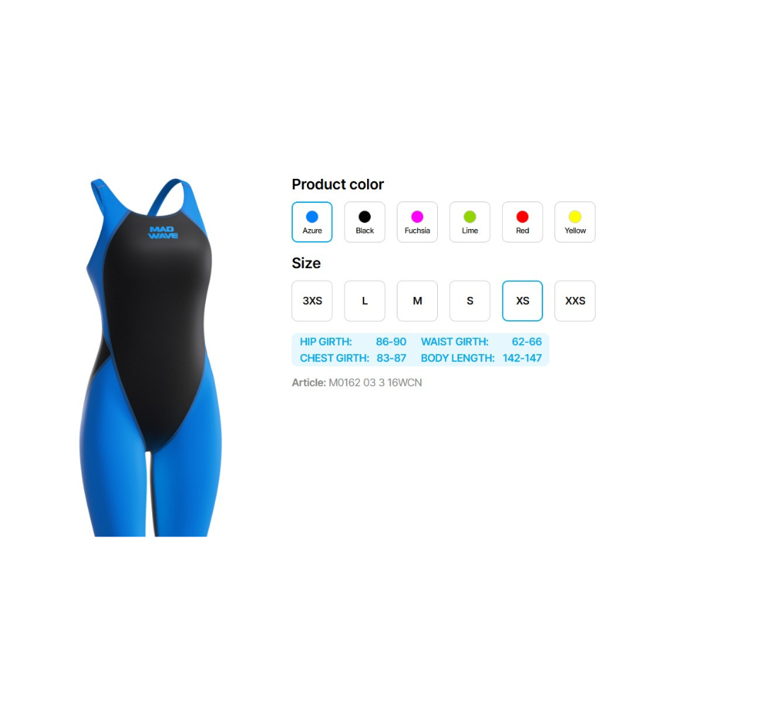 Women racing open back swimsuit MW Revolution women open back, Azure