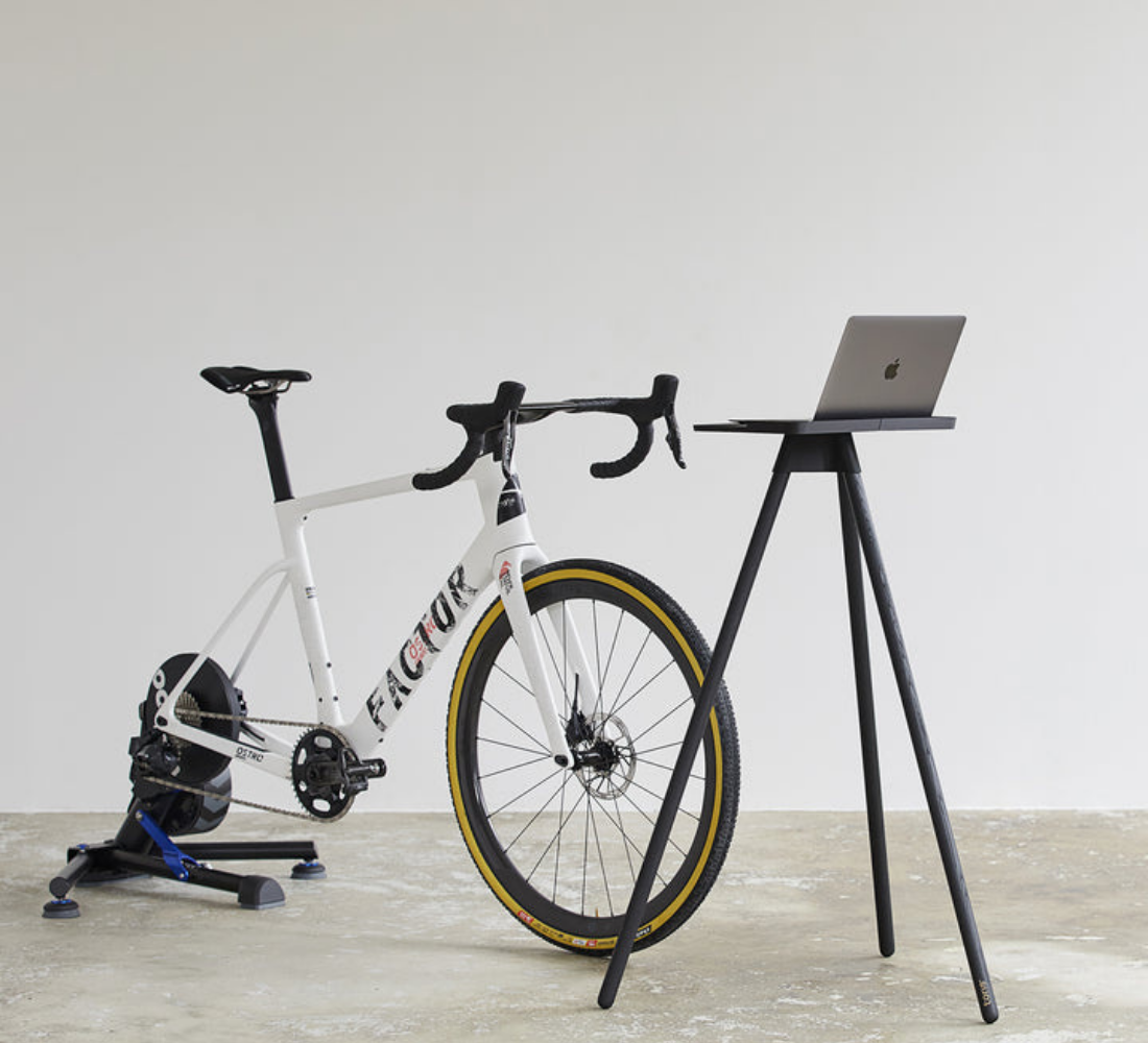 Laptop Race Table - Natural Oak / Phone + Towel + Bottle Holders