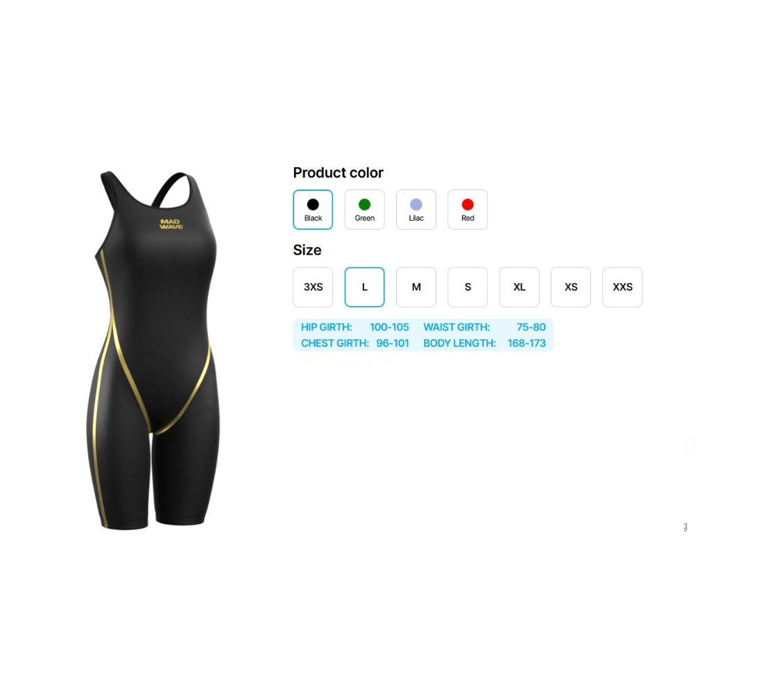 Bañador de mujer con espalda abierta Forceshell Evolution Kneeskin, Negro