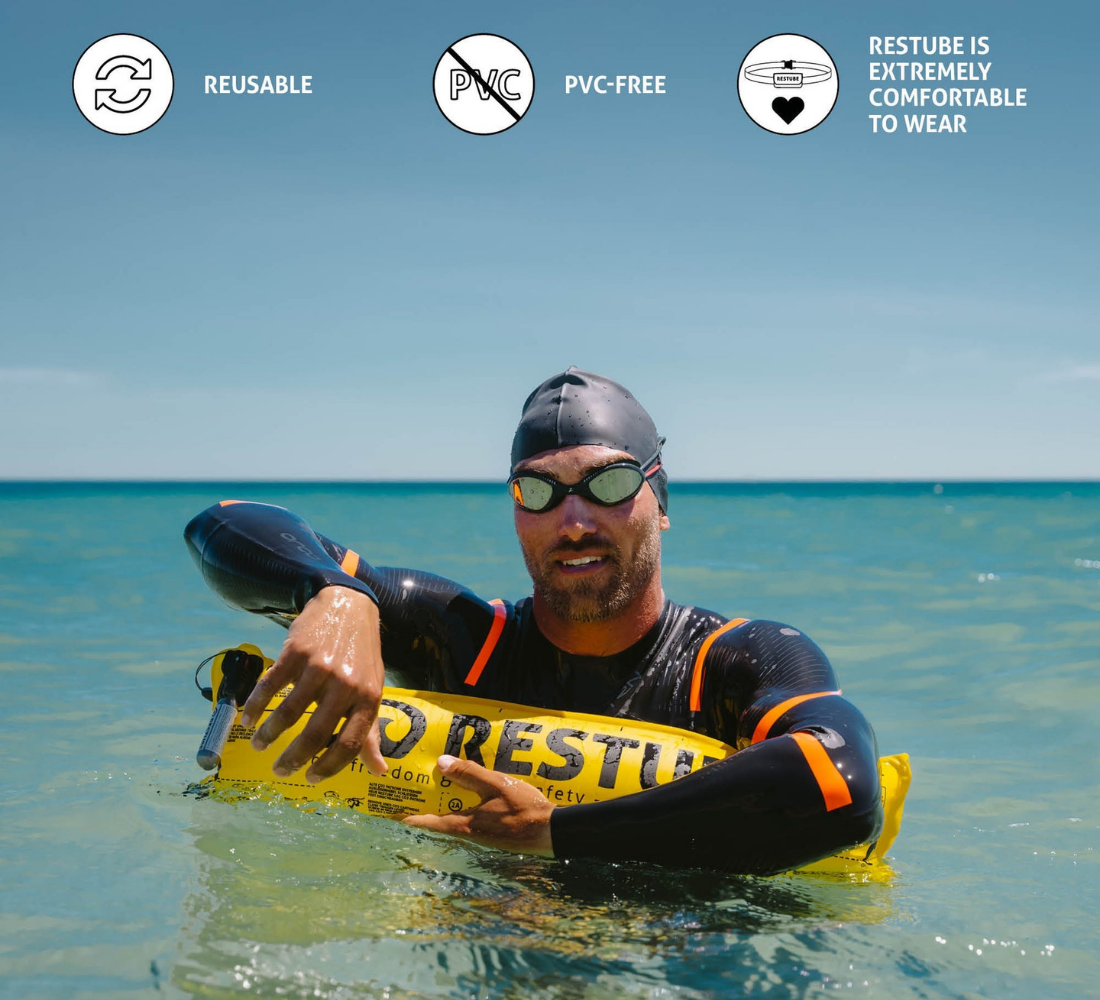 RESTUBE ACTIVE Schwimmairbag, Schwarz Icemint